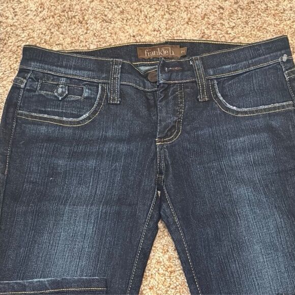 Frankie B. Blue and Red Downtown Designer Jeans w/ Embroidery & Buckle Hardware - Picture 4 of 4